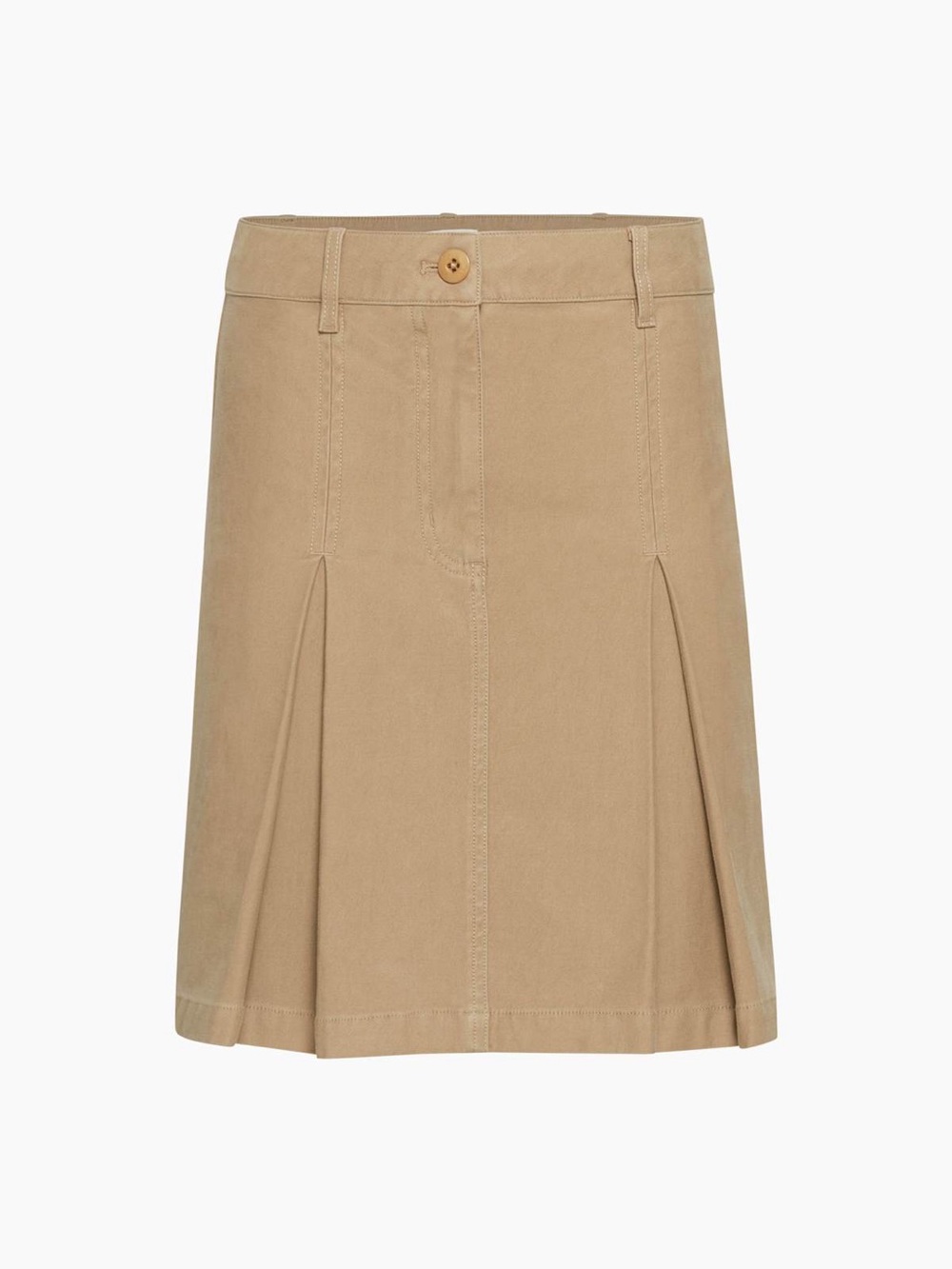 Aritzia Tan A-Line Skirt with Front Pleats
